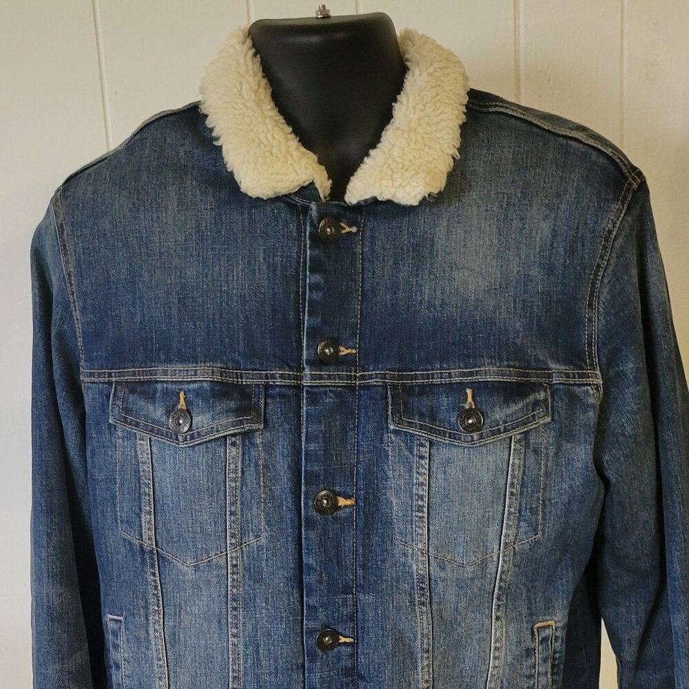 Men's Faux Shearling Lined Denim Jacket